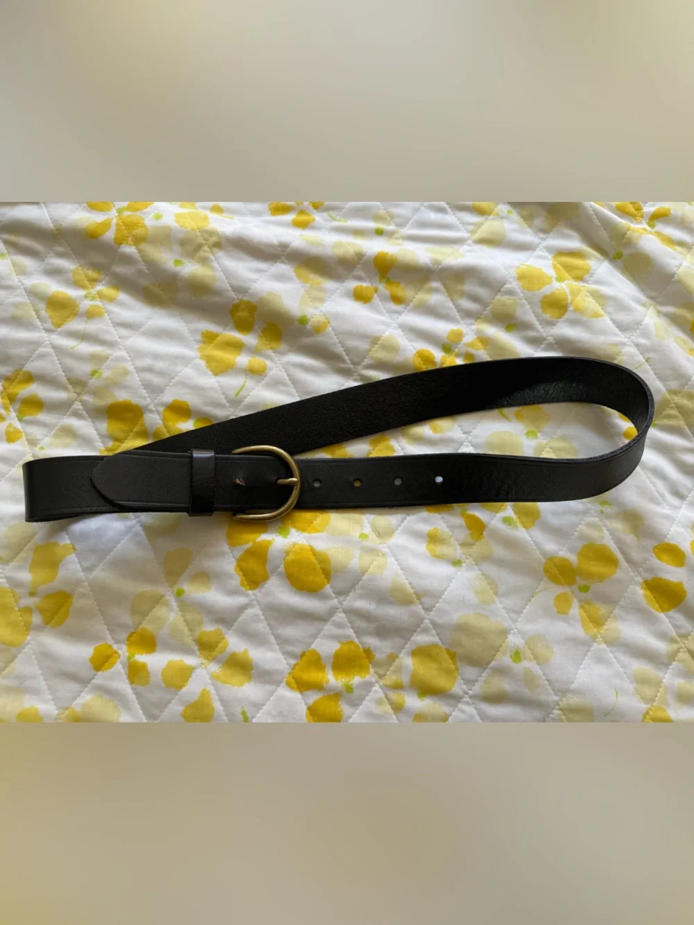 Madewell Classic Black Leather Belt with Gold Buckle - Women's Accessory size sm